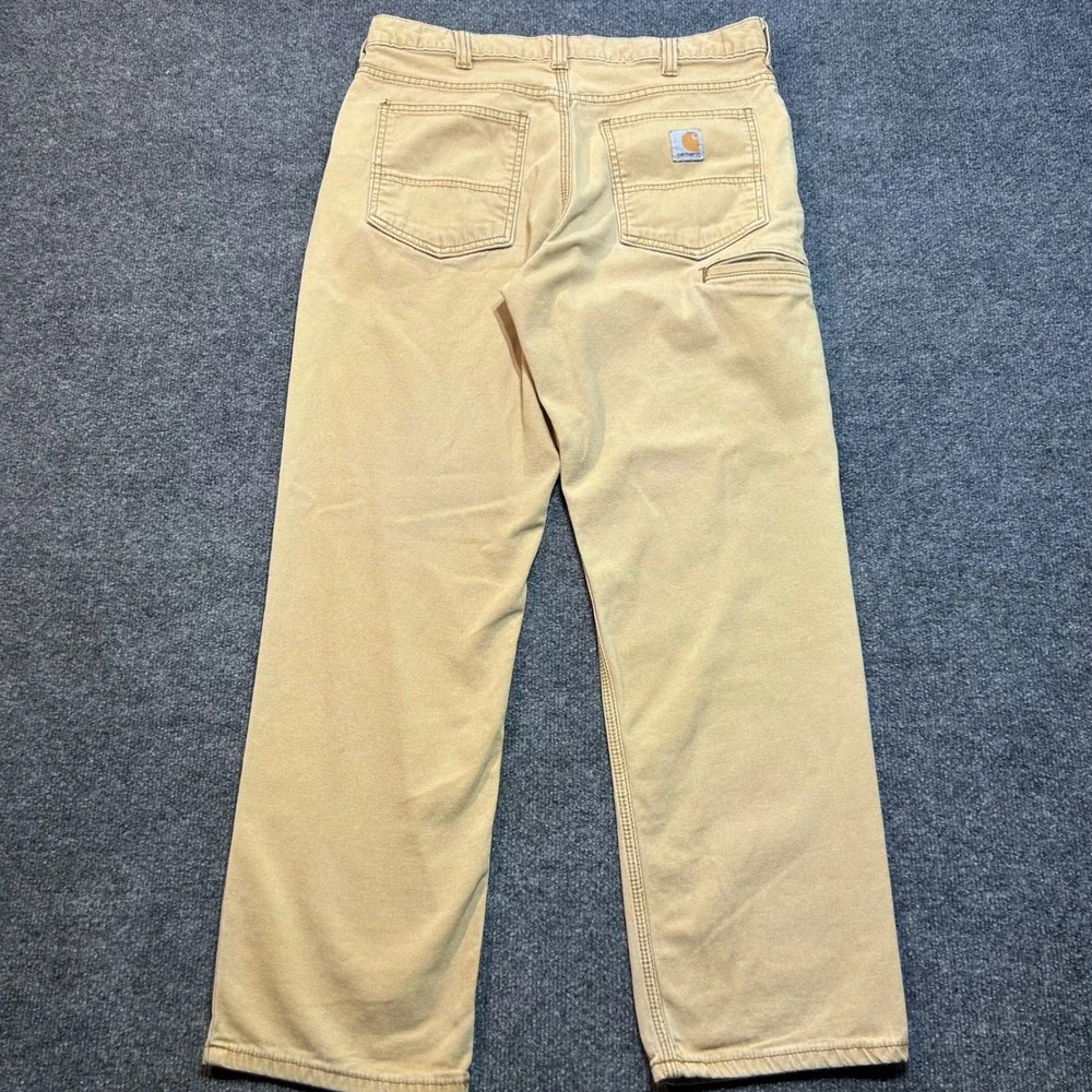 Carhartt Relaxed Fit Canvas Work Pants Tan Duck Mens 34x30 Straight Leg Utility